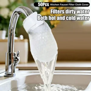 50Pcs Faucet Filter Cotton,Anti-splash Removes Sand Filters With T-strap ,Water Purification Socks For Tap Water Rust Removal