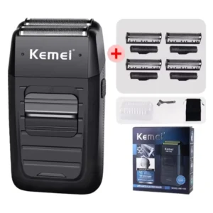 Kemei Rechargeable Cordless Shaver for Men Twin Blade Reciprocating Beard Razor Face Care Multifunction Strong Trimmer KM-1102