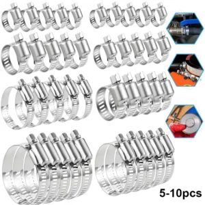 5-10pcs Stainless Steel Adjustable Drive Hose Clamp Fuel Line Worm Size Clip Hose Clamp 8 to 152mm