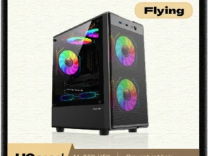 Power Train Flying PC Gaming Case MATX Side Transparent Glass Computer Case Iron Net Heat Dissipation U3 Interface E-Sports Case