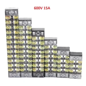 15A 600V Dual Row Barrier Screw Terminal Block Wire Connector TB Series 3 4 5 6 8 10 12 16 20 Positions Ways Factory Wholesale
