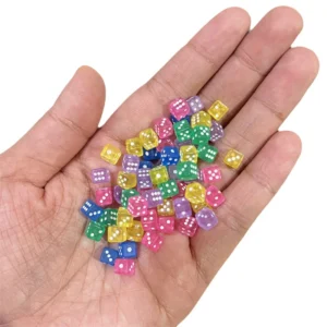6 Colors 100Pcs 5mm Clear Transparent Mini D6 Acrylic Right Angle Point Dice Cube for Board Game Accessories