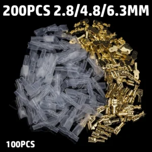 200PCS 2.8/4.8/6.3mm Female/Male Spade Terminals Wire Connectors Crimp Terminals Crimp With Transparent Insulating Sleeves