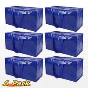 6 Pack Extra Large Moving Bags Heavy Duty with Zippers & Carrying Handles, Durable Storage Bags Moving Boxes for Closet Organize