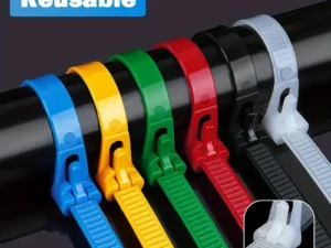 100Pcs Reusable Nylon Cable Ties 3.6x150mm, Lock Loop, Removable, Mixed Colors(Black&White) for Home Office Organization