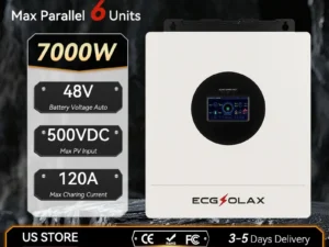 ECGSOLAX 7KW Hybrid Solar Inverter Split-Phase 120V-240V 48V Pure Sine Wave Hybrid Inverter With MPPT 120A Charger Built in WIFI