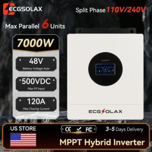 ECGSOLAX 7KW Hybrid Solar Inverter Split-Phase 120V-240V 48V Pure Sine Wave Hybrid Inverter With MPPT 120A Charger Built in WIFI