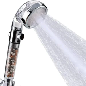 Mineral Balls 3 Modes High Pressure Shower Head with On/Off Switch Filter Water Saving Handheld Showerheads Bathroom Accessories