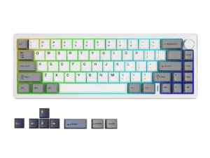 YUNZII AL68 Silver Wireless Custom Mechanical Keyboard, QMK/VIA Aluminum Keyboard, Hot Swap Gasket Gaming Keyboard with Knob