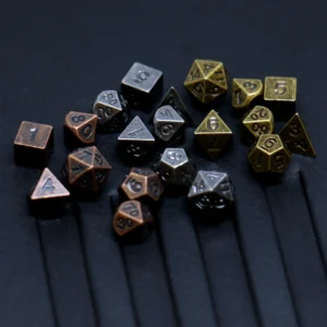 7pcs Set Metal Mini Archaized Board Game Dice Set Polyhedral Table Game Dice Role-Playing RPG Dice