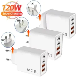 Fast Charging USB Type C Charger 120W 4 Port PD Quick Charge 3.0 For iPhone Samsung Xiaomi Huawei EU US UK Plug Phone Adapter