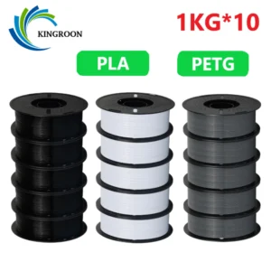 KINGROON 10KG PLA/PETG Filament 1.75mm Black White Gray 3D Printer Filament No Bubbles Plastic 10 Rolls Wholesale
