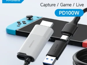 Hagibis USB 3.0 Video Capture Card HDMI to USB-A/Type-C Capture Cable PD 100W for Quest 3 Switch Gaming Live Streaming Recorder
