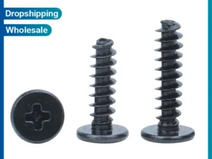 NINDEJIN Ultra Thin Flat Head Cross Tapping Screw Flat Tail M1.2-M3 Black Steel Wafer Head Tapping Screw for Laptop PC Fan