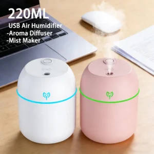 220ML Air Humidifier Cool Mist Aroma Diffuser LED Night Light Power-Off Protect USB Humidificador For Home Office