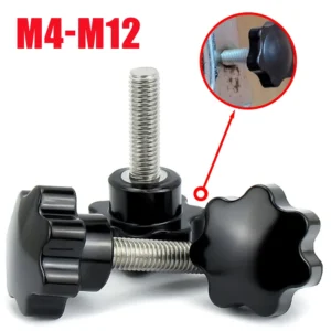 Carbon Steel Hand Knob Screws Bolt M4 M5 M6 M8 M10 M12 Plastic Star Shape Head Thread Clamping Thumb Handle Machine Screw Bolts