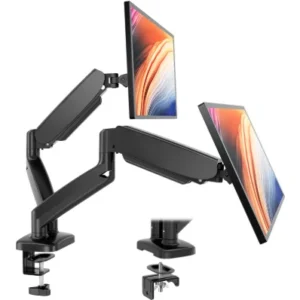 Dual Monitor Stand Arm, Gas Spring 2 Monitor Desk Mount Adjustable Height Swivel VESA Bracket With Clamp And Grommet Base Fits