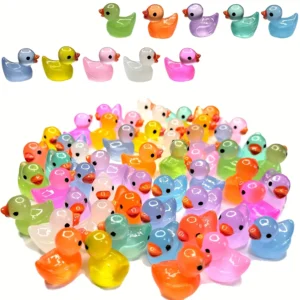 30/60/100PCS Luminous Mini Duck Micro Landscape Access Miniature Figurines Fairy Home Decoration Glow in the Dark Mixed Style