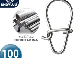 DNDYUJU 100X Fishing Nice Hooked Snap Pin 304 Stainless Steel Rolling Swivel Lure Connector Fishing Tackle Accessories Fish Tool