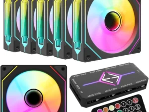 RGB Fans:6 pack 120mm PWM ARGB Case Fan with Fan Hub and Remote,Speed Control,PWM Control Fan for Computer Case