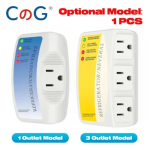 CG 1Pcs Single/Three Outlet Power Surge Protector 120V 10/12A Home Appliance Voltage Brownout Plug Outlet for PC/TV/Refrigerator