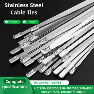 10-100PCS Self-Locking Stainless Steel Cable Ties Heavy Duty Heat Proof Reusable Metal Zip Ties for Exhaust Pipe Wiring Harness