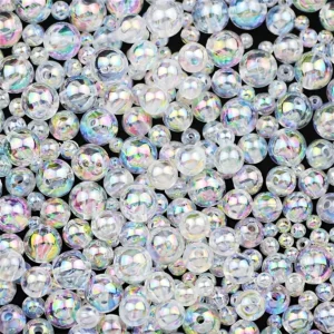 6mm/8mm/10mm Acrylic Round Craft Beads - Transparent White, for DIY Crafts & Decoration