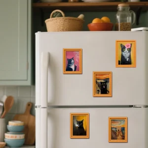 Cute Cat Portrait Mini Photo Frame Fridge Magnet - Adorable Refrigerator Magnet for Home Decor