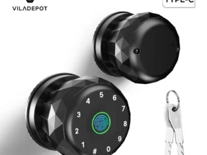 Viladepot Smart Lock Fingerprint, Passcode, App Control, Type-C Emergency Power, Indoor Door Lock