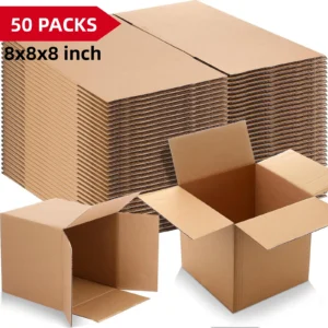 50 Pack 8x8x8 Kraft Corrugated Boxes, Brown Cardboard Shipping Boxes for Packaging, Mailing, Gifts, Storage, E-commerce, Busines