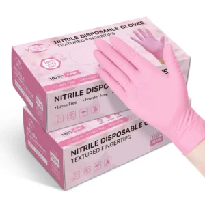 100 Pcs Pink Nitrile Gloves, Stretch Resistant for Cooking, Safe Food Handling, Disposable & Durable