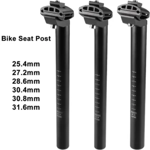 300mm Bike Seat Post 25.4/27.2/28.6/30.4/30.8/31.6mm Aluminum Alloy SeatPost Suitable for Bicycle Mountain Bike Road Bike MTB