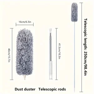 Multifunctional Retractable Duster with Bendable Head - Reusable and Washable for High Ceilings, Furniture and Car Cleaning