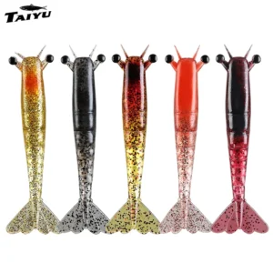 Taiyu 2 Pieces of Sinking Iron Armor Shrimp 9.5cm 11.5cm Simulation Bait PVC Lures Soft Shrimp Soft Bait