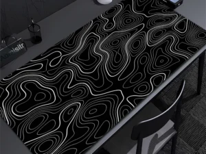 XXL Desk Mat Black And White Strata Liquid Mousepad Large Abstract Mouse Pad Gaming Deskmat With Lockedge Office Non-slip Carpet