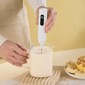 Electric Milk Frother, USB Rechargeable Handheld Foam Maker with Double Whisk, 3-Speed Settings for Coffee, Tea, Matcha, and Egg