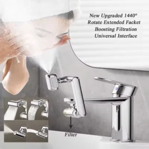 New 1440° Rotate Universal Kitchen Faucet Bathroom Tap Rotatable Faucet Sprayer 4 Modes Adjustable Faucet Extender Bathroom Set