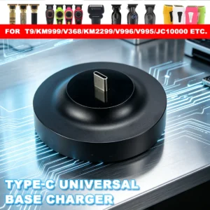 Professional Barber Charging Stand Type-C Dock Compatible with T9, KM-999/2299, V-368/996/995, JC10000 Hair Clippers