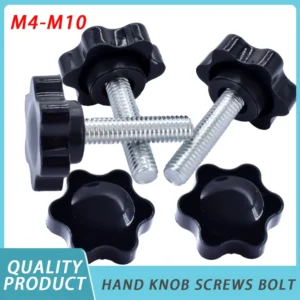2-10pcs Star Hand Knob Screws Bolt M4 M5 M6 M8 M10 Carbon Steel Star Shape Head Thread Clamping Thumb Handle Machine Screw