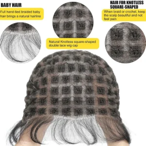 HOT Braided Wig Cap -Double Full Lace Crochet Wig Cap with Baby Hair - Breathable Lace Cap for Black Women Glueless Braided