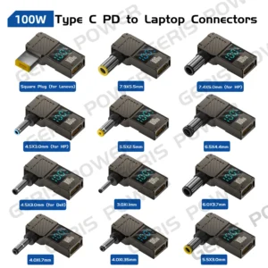 LED Display PD 100W Laptop Power Supply Adapter Charger Connector USB Type C PD to DC Jack Plug Converter for Lenovo Hp Dell