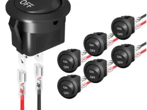 12V Round Rocker Switch AC 6A/250V 10A/125V SPST 2 Pin 2 Position On/Off Toggle Switch for Car Boat Automotive RV Black