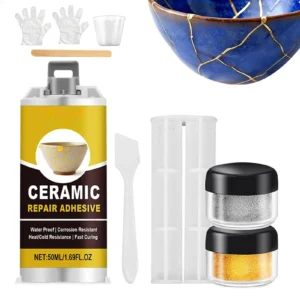Gold Glue for Ceramics Glass Sculptures Repair Gold Adhesive Adhesive Food Safe for Bathtub Vanity Plate Art Craft Figurines