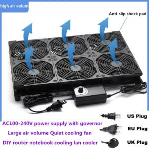 TV Box Router Fan High Air Volume Quiet 120mm 12V with Speed Power Supply Cooling Fan DIY Gaming Laptop Base Cooler