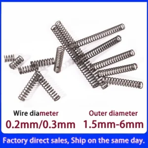 10Pcs/Lot 0.2mm/0.3mm Spring Steel Micro Small Compression Spring, OD:1.5/2/3/4/5/6mm, Free Length: 5mm-50mm  - Customizable