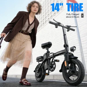 14'' Foldable Commuter Ebike 500W Motor Removable Battery Max 19.9MPH Dural Disc Brake with 4 Shock Absorption Mini Electric Bicycle for Adults,College Students, Commuters & Urban Riding E-Bike