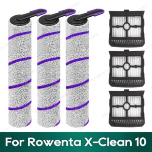 Compatible for Rowenta X-Clean 10, Tefal X-Clean 10 Vacuum Mop Accessories Roller Brush Hepa Filter Replacement Parts