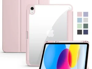For iPad 10th Gen Case with Pen Holder Trifold Acrylic Clear Back Hard Cover For iPad 10.2 9.7 Air 11 5 4 iPad 11 A16 10 9 Case
