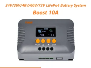 PowMr 10A Boost MPPT Solar Charge Controller suitable for 24V/36V/48V/60V/72V Lead-acid LiFePO4 Battery Max PV 400W  LCD Display