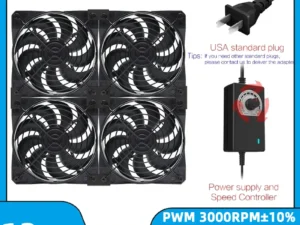 TEUCER 120mm 3000RPM Cooling Fan with Controller 12V 220V Btc Mining Machine Chassis Exhaust Fan Workstation Cabinet Server Fan